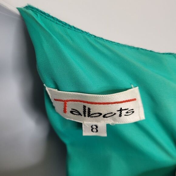 VINTAGE 80s dress teal short sleeve woven  secretary with gold buttons S‎ - Picture 7 of 11